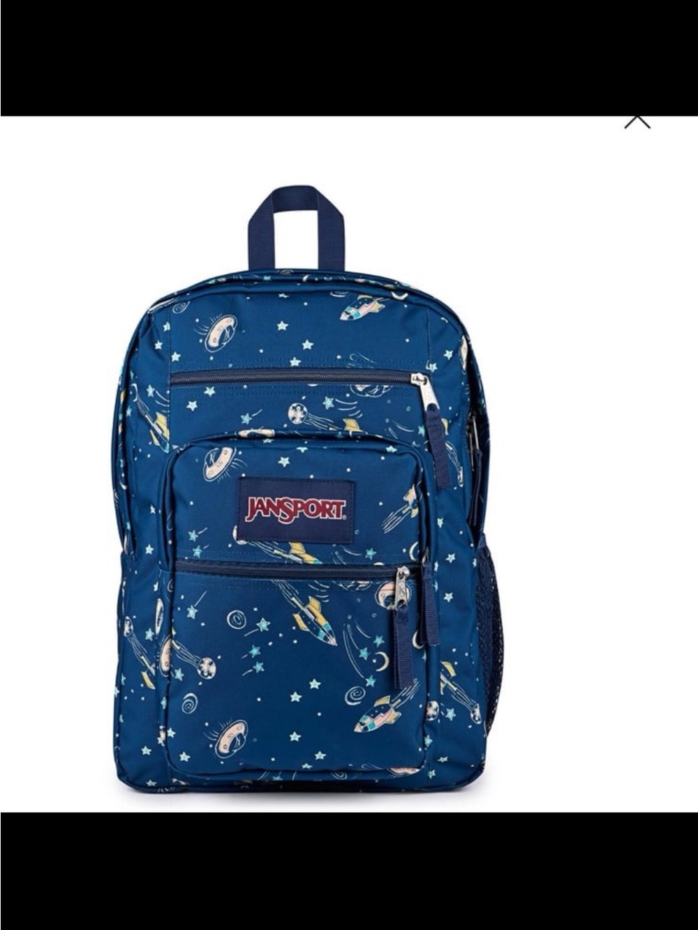 JanSport Blue Space Print Backpack big student 17” color vortex voyage blue